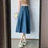 Röcke Streetwear Lady Denim mittenlange Rock Frauen viele Größen lässig hohe Taille schlanke Jeans koreanische Modekleidung Tropfen