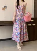 Casual Dresses NYFS 2024 Summer Korea Woman Dress Vestidos Robe Elbise Loose Plus Size Two-Piece Sling Set Long
