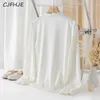 Blusas femininas cjfhje estilo chinês fivela stand stand gollar blouse de manga comprida moda feminina elegante camisa casual roupas