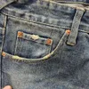 Fushen broderad tvättade mäns raka lilla röda m haiou modemärke japanska casual jeans 429304