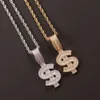 Simbolo hip hop di lusso USD Simbolo ciondolo per coppie, unisex Instagram rame set zircone Collana