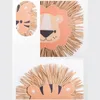 Dekorative Figuren handgefertigte Löwen Wand Dekore Raffias Handwebien Tierkopfhänge Ornament für Kindergärten Kindergarten Haus