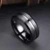 Zespoły 2023 Trendy Męskie Black Black Titanium Wedding Pierścienie Wedding Pierścienie podwójna czarna rowka Pierścionek zaręczynowy ze stali nierdzewnej stali nierdzewnej dla mężczyzn