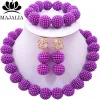 Halsband Majalia Classic Nigerian Wedding African Jewellery Set Purple Crystal Necklace Bride Jewelry Set 1zz0013