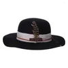 Berets Cosplay Flat Top Hat Wool Fedora Jazzhat Musical Festival Festival Costume Accessoires