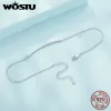 Strängar Wostu 2023 Nyaste 925 Sterling Silver Simplet Anklet Sparkling Bead Chain Foot Leg Armband Minimalistiska smycken Present CQT023