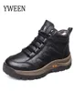 YWEEN Men Leather Boots Wool Thick Composite Sole Winter Shoes Men Cowhide Leather Designer Outdoors Ankle Boots For Man 2108207216692