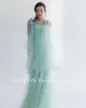 فساتين الحفلات Gioio Fariy Spaghetti أحزمة A-Line Green Tiered Evening Tulle Skirt الأنيقة الرموز الرموز