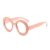 Solglasögon Läsglasögon Transparent dator Stor runda glasögonram Retro Orange Pink Big Optical förstoring