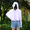 Veste de crème solaire de la soie de soie de glace pour femmes avec une nuance de chape