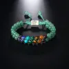 STRANDS 7 Chakra's Leven Boom Dubbele laag Gevlochten natuurlijke kristal agaat Bead Bracelet