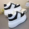 Casual schoenen 10 cm 12 cm echte lederen vrouwen lente herfst dikke sneakers ins zomer wit verborgen hakkenplatformsplatform wig