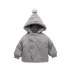 Coats Baby menino Casaco com capuz de inverno com bola redonda fofa 2020 Moda mais veludo roupas de algodão quente para criança jaqueta sólida