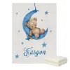 Sets Yziho Nombre personalizado Sleeping Bear Blue Cuns Bedding Bedding, Sleeping Bear Sleep en la luna Set de ropa de cama, Baby Shower Gift Bedding Set