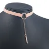 قلادة 90 Punk New Fashion 4 Colors Leather Relglace Necklace Gold Color Heygetry With Round Round Sterant Collar Necklace for Women Girls