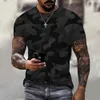 Camisetas masculinas camuflagem 3D camiseta masculina roupas de moda ao ar livre casual o pescoço de manga curta de verão masculino esportivo esportivo thirtsl2403