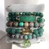 Brins New Fashion Boho Naturel Stone Breded Bracelet Natural Stone Crystal Glass Bracelet Dorp Dorp Charms 5pc Bracelets Sett