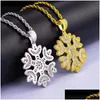 Colliers pendants AZ Hip Hop Copper Snowflake Iced pour les femmes Men Rock Collier Long Chain Accessoires Drop Livraison DHDPW