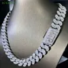 Hot Selling Sterling Silver Cuban Chain Necklace Ice Out Through Diamond Testing Moissanite Hip Hop Chunky Cuban Chains