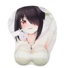 Poussions de souris poignets Rests Bride Tokisak Kurumi Anime 3D Oppai Mouse Pad Rest Y240423