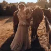 Vintage Country Western Wedding Dresses Lace Long Sleeve gypsy Striking Boho Bridal Gowns Hippie Style Abiti da