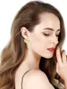 Charm LAYA Simple Gold Color Metallic Green Zircon Studs Earrings For Women 18K Gold Plated Brass Heart Ear Piercing Fashion Jewelry Y240423