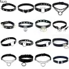 Kettingen sexy goth choker ketting mannen punk rock hart geometrie pu ketting voor vrouwen choker gothic bondage goth sieraden nek