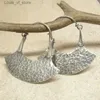 Dangle żyrandol Creative Hammered Blade Hoop Kolczyki dla kobiet srebrna biżuteria w stylu styl bohemijski wyjątkowy dekoracje do ucha H240423