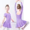 Kids Girls Cotton Gymnastics Leotard Ballet Robe Enfants Enfants à manches courtes Danse Leotard Tutu Dancewear Ballerina Vêtements pour filles 240411