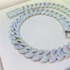 350g Bussdown 18mm 3rows 925 Solid Sterling Silver Vvs Moissanite Miami Cuban Link Chain