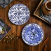 Conjuntos de vajillas British Western Western Ceramic Set Set Blue and White Chinese Western Bowls Plates para uso en el hogar