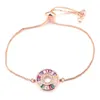 Braccialetti di fascino pipitree bellissimo multicolore zirconia cubica zirconia rotonda cerchia di scorrimento del braccialetto a catena da sposa per le donne gioielli