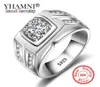 Yhamni Original Solid 925 Silver Rings for Men Sona 1 Carat Diamant Engagement Aning