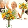 Flores decorativas Buquê de girassol artificial Decoração de desktop de casamento de flores falsas para festas Garden DIY