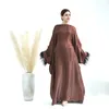 Etnische kleding Lange kledingpluim gewaad moslim Abaya Elegant Fashion Party Evening Jurk Maxi For Women 2024