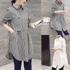 Blouses pour femmes Vintage Plaid Longues chemises Femmes Femme Soupche d'automne Bouton surdimension
