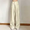 여자 청바지 빈티지 하이 허리 와이드 다리 바지 여성 캐주얼 직선 팬츠 한국 패션 느슨한 바지 스프링웨어 spodnie y240422