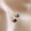 Crystal Stone Earrings Copper Material in Gold Plated Clear Black Crystal Stone Fish Hook Earring Women Hot Jewelry