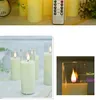 Dia.5.3cm Remote controlled Mini Flameless Glass Candles 3D wick LED Light Flickering USB Rechargeable Pillar Candle Party Decor 240417