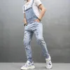 Men Ripped Slim Biker Jeans Bib Overalls Jumpsuits jeans Stylish Man Streetwear Stretch Dungarees Male Strap 240417