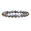 Strands Natural Grey Labradorite Bracelets Flash Smooth Spectrolite Moonstone Round Elastic Beads Bracelet Genuine Natural Stone Jewelry