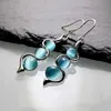 Bengelen kroonluchter klassieke trend drop earring zilveren kleur ingelegd met glans natuurlijke stenen haak oorbellen vrouwen verloving bruiloft sieraden h240423