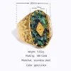 Полосы яханской нержавеющей стали широкие кольца для женщин 18 K золото, покрытая нажатием, текстура натуральный камень широкий кольцо модный ювелирный подарок
