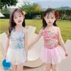 Vêtements de créateurs pour enfants Girls Swan Swan Swan Baby Bikini One-Piece Bikini Cute Summer Princess Swirts Fashion Two-Piece Bathing Trots A5345