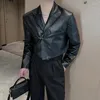 メンズジャケット2024秋/冬の短いレザージャケットファッションメタルボタンデザインルーズスーツソーシャルストリートドレスコート