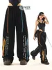 High Street Hip-Hop Black Letter Pants Sude Pants Uomini e Donne American Sciodi Chave Chaved Pantaloni streetwear 240421