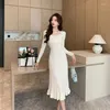 Casual Dresses Women Autumn Winter Sweet Mermaid Knitted Dress French Temperament Simplicity Generous Office Lady Inner Layering Sweater