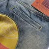 Пружинные джинсы Fushen Jeans Instagram вымыли и сплачивали свободные повседневные брюки большого размера Прямой модный этикетка 204333