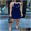 Grundläggande avslappnade klänningar 2023 Summer Luxury Esigner Dress Fashion Letter tryckt för kvinna Slim Quick Dry Mini kjol Amerikan Womens CL DH7XO