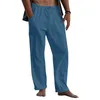 Мужские брюки для завязки случайной лето сплошной пляж пляж свободная мода простая большая карманная мужская одежда для брюк